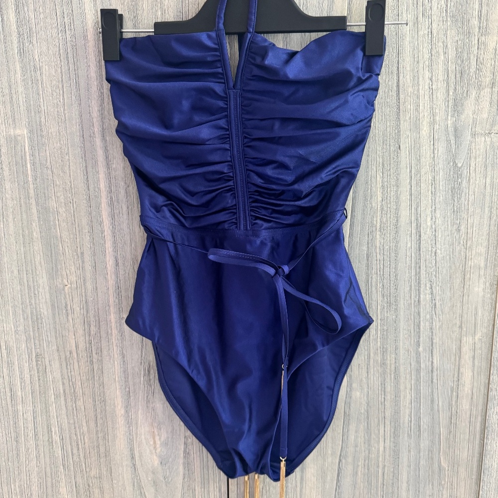 Zimmermann Anneke Ruched Halterneck Swimsuit